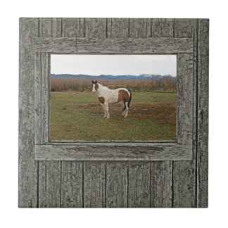 Old wood window paint horse tile