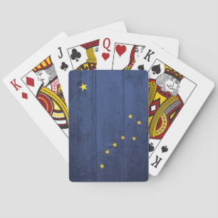 Old Wooden Alaska Flag Playing Cards