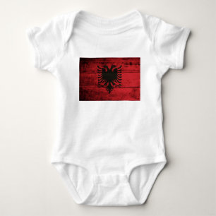 Old Wooden Albania Flag Baby Bodysuit