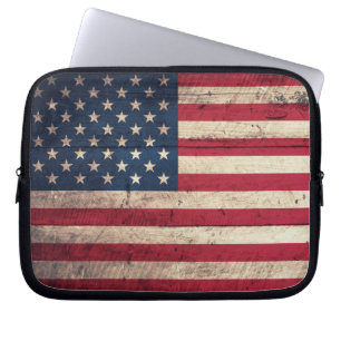 Old Wooden American Flag Laptop Sleeve