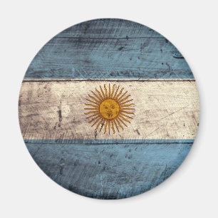 Old Wooden Argentina Flag Magnet