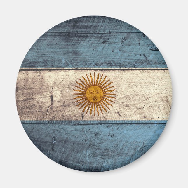 Old Wooden Argentina Flag Magnet (Front)