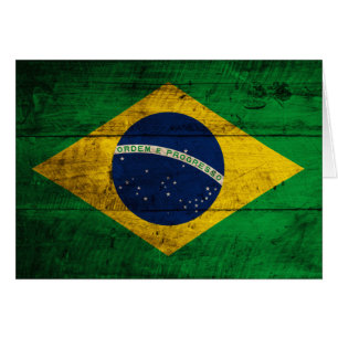 Old Wooden Brazil Flag
