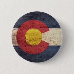 Old Wooden Colorado Flag 6 Cm Round Badge