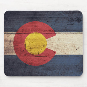 Old Wooden Colorado Flag Mouse Pad