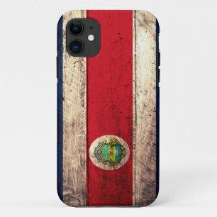 Old Wooden Costa Rican Flag iPhone 11 Case