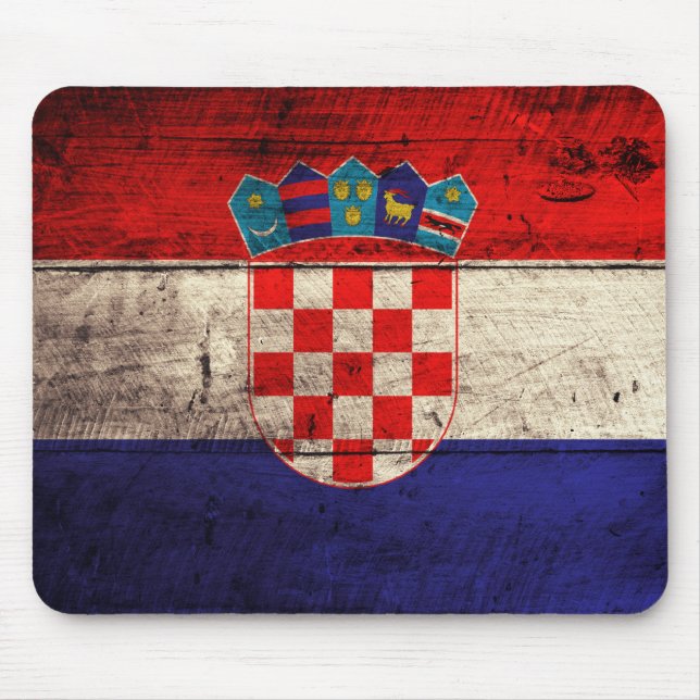 Old Wooden Croatia Flag Mouse Pad (Front)