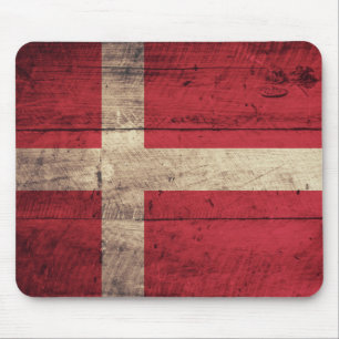 Old Wooden Denmark Flag Mouse Pad