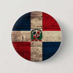 Old Wooden Dominican Republic Flag 6 Cm Round Badge