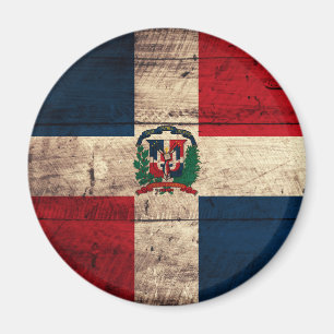 Old Wooden Dominican Republic Flag Magnet