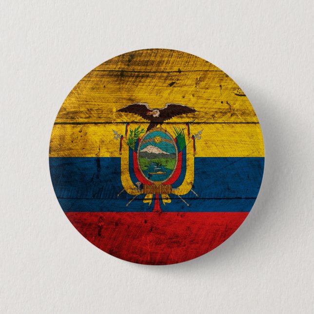 Old Wooden Ecuador Flag 6 Cm Round Badge (Front)
