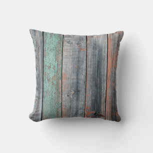 Old wooden fence painted in different colour, tren cushion