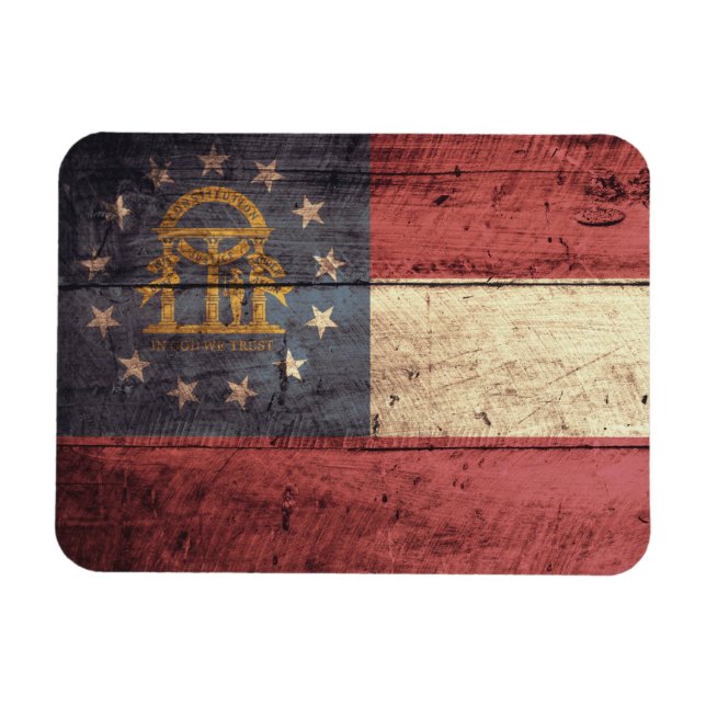Old Wooden Georgia Flag; Magnet (Horizontal)