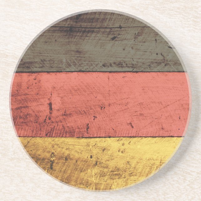 Old Wooden Germany Flag Coaster (Front)