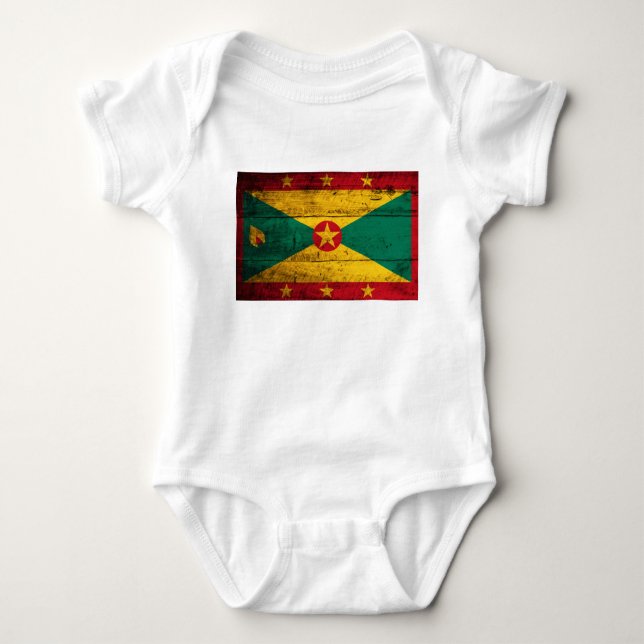 Old Wooden Grenada Flag Baby Bodysuit (Front)