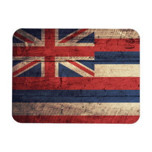 Old Wooden Hawaii Flag; Magnet