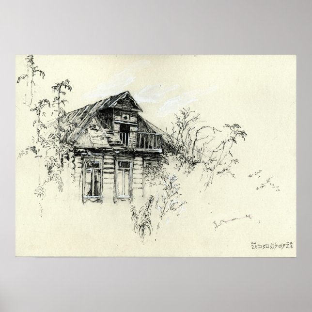 Old Wooden House in Russia Print (Front)