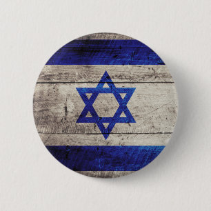 Old Wooden Israel Flag 6 Cm Round Badge