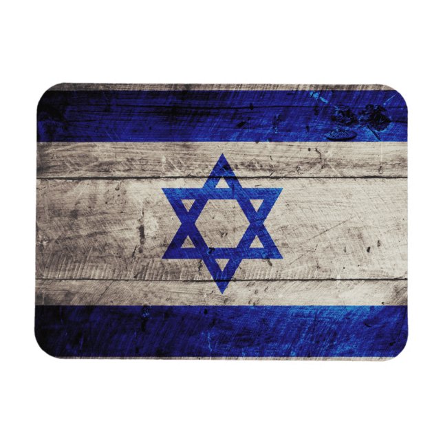 Old Wooden Israel Flag Magnet (Horizontal)