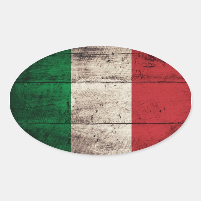 Old Wooden Italy Flag Oval Sticker (Front)