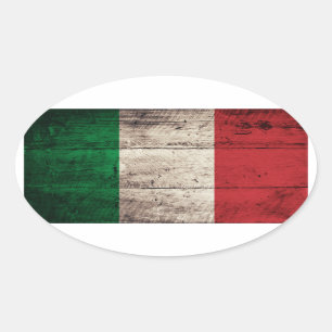 Old Wooden Italy Flag Oval Sticker