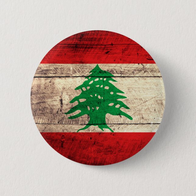 Old Wooden Labanon Flag 6 Cm Round Badge (Front)