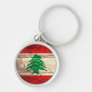 Old Wooden Labanon Flag Key Ring