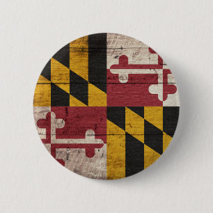 Old Wooden Maryland Flag 6 Cm Round Badge