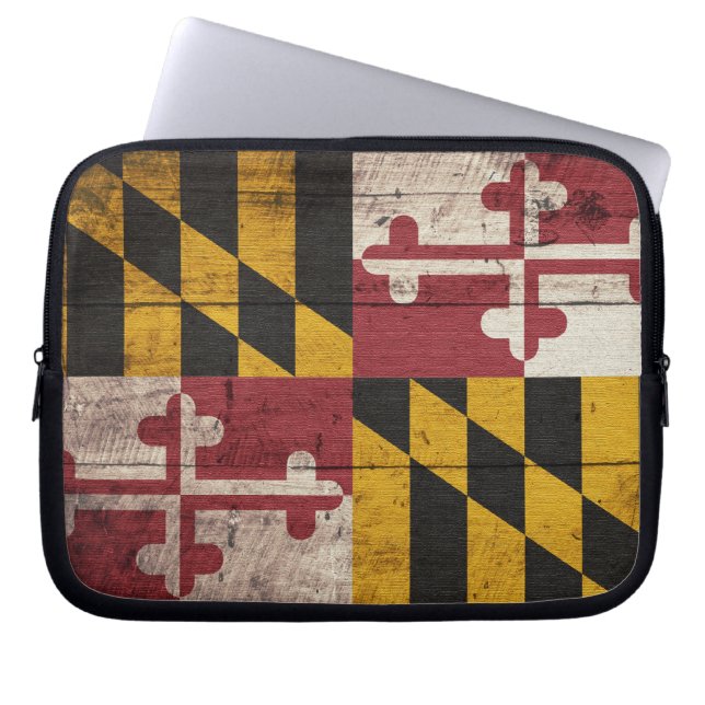 Old Wooden Maryland Flag Laptop Sleeve (Front)