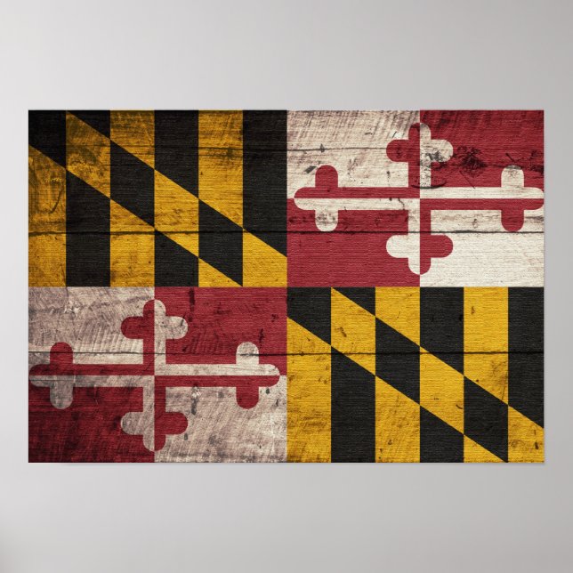 Old Wooden Maryland Flag Poster (Front)