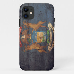 Old Wooden Michigan Flag; iPhone 11 Case