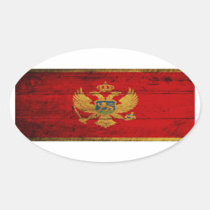 Old Wooden Montenegro Flag Oval Sticker