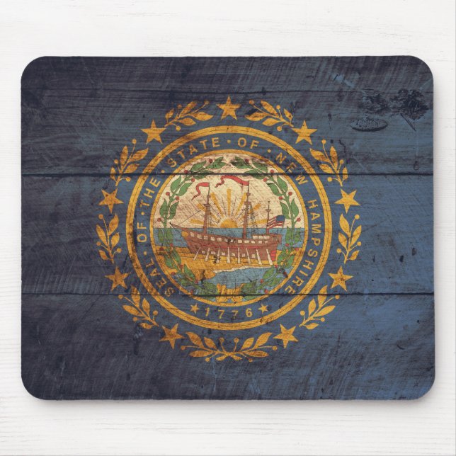 Old Wooden New Hampshire Flag; Mouse Pad (Front)