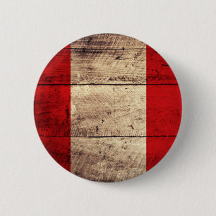 Old Wooden Peru Flag 6 Cm Round Badge