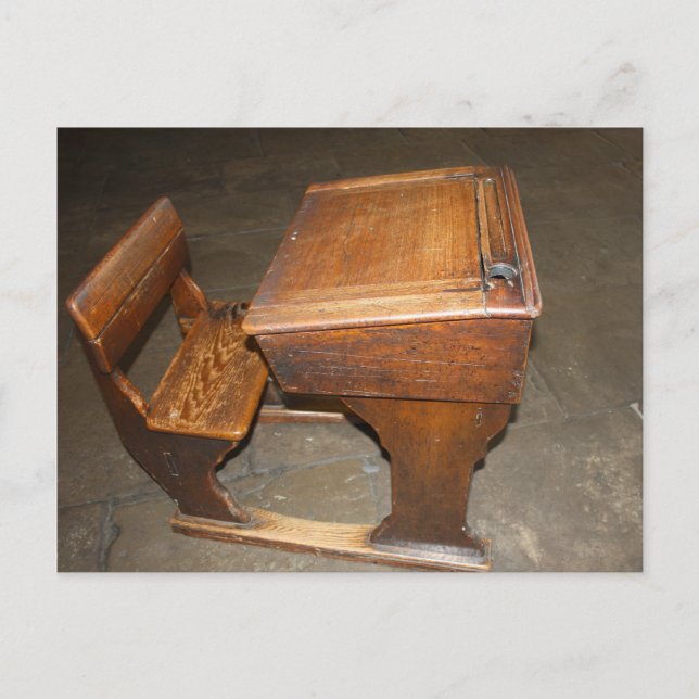 Old  Wooden School Desk and Chair Post Card (Front)