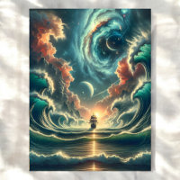 Old Wooden Ship Storm Ocean Sublimation Printing