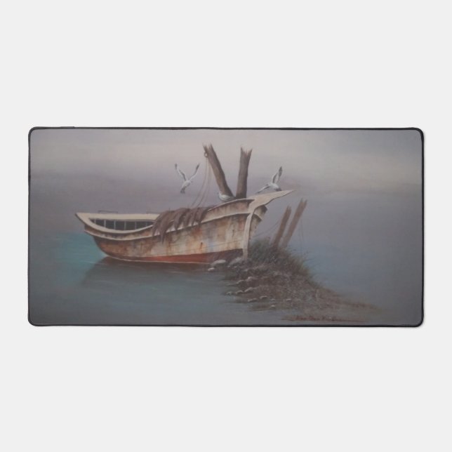 Old Wooden Skiff Desk Mat (Front)