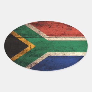 Old Wooden South Africa Flag Oval Sticker