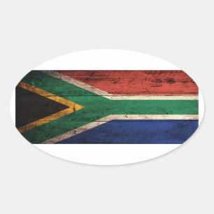 Old Wooden South Africa Flag Oval Sticker