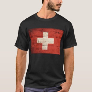 Old Wooden Switzerland Flag T-Shirt