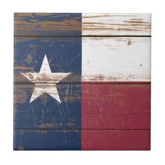 Old Wooden Texas State Flag Tile