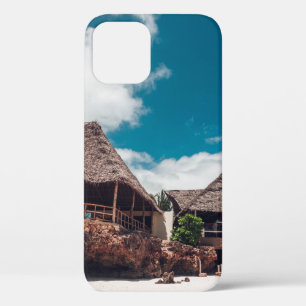 Old wooden tropical bungalow on the beachancient,a iPhone 12 case