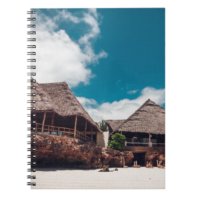 Old wooden tropical bungalow on the beachancient,a notebook (Front)