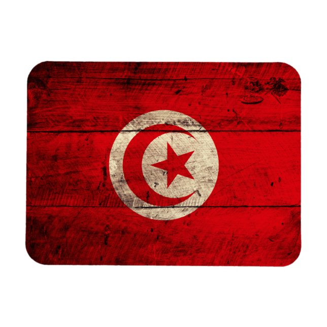 Old Wooden Tunisia Flag Magnet (Horizontal)