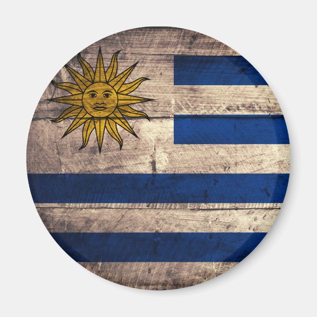 Old Wooden Uruguay Flag Magnet (Front)