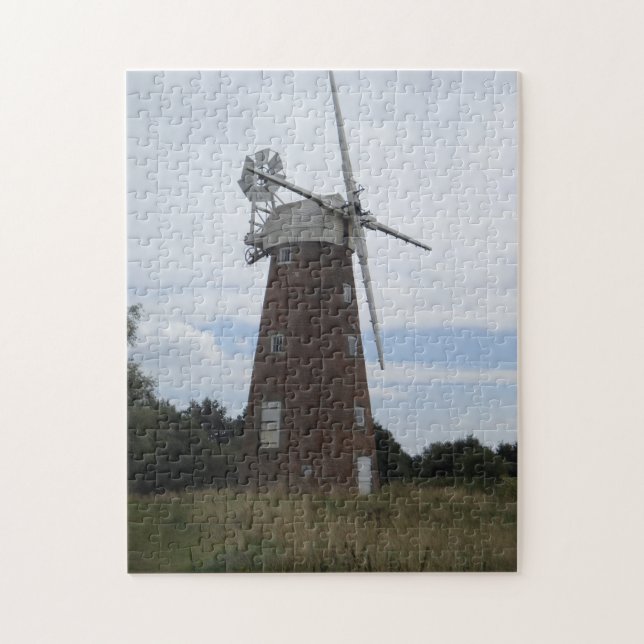 old wooden windmill in rural english countryside jigsaw puzzle (Vertical)