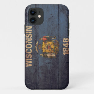 Old Wooden Wisconsin Flag iPhone 11 Case