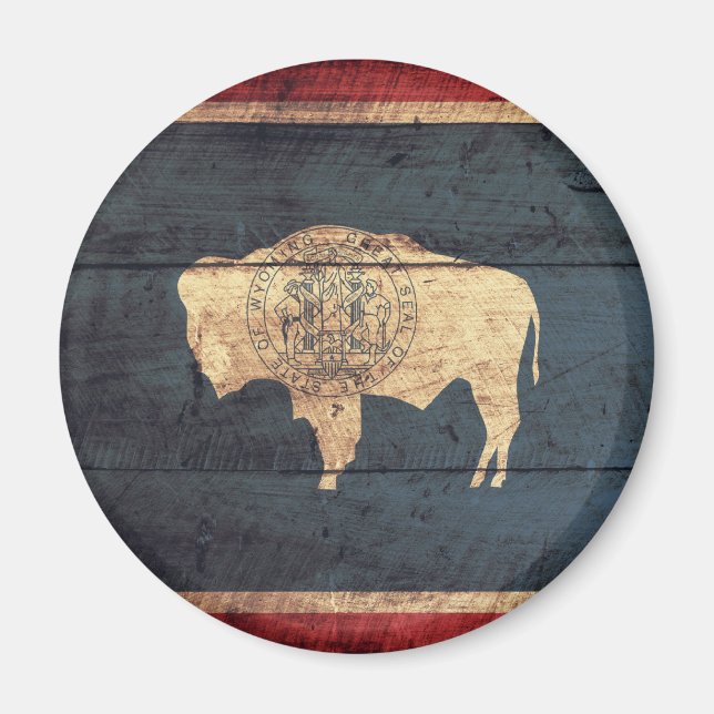 Old Wooden Wyoming Flag Magnet (Front)
