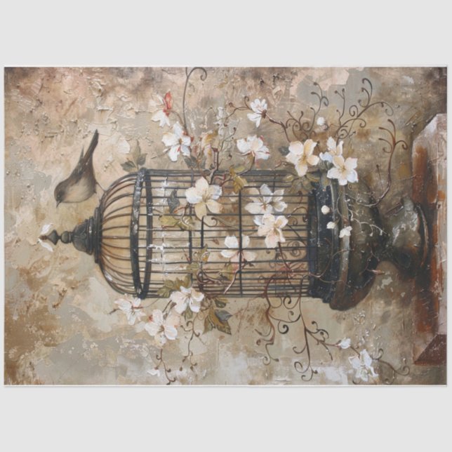 Old World Bird cage Tissue Paper (Front)