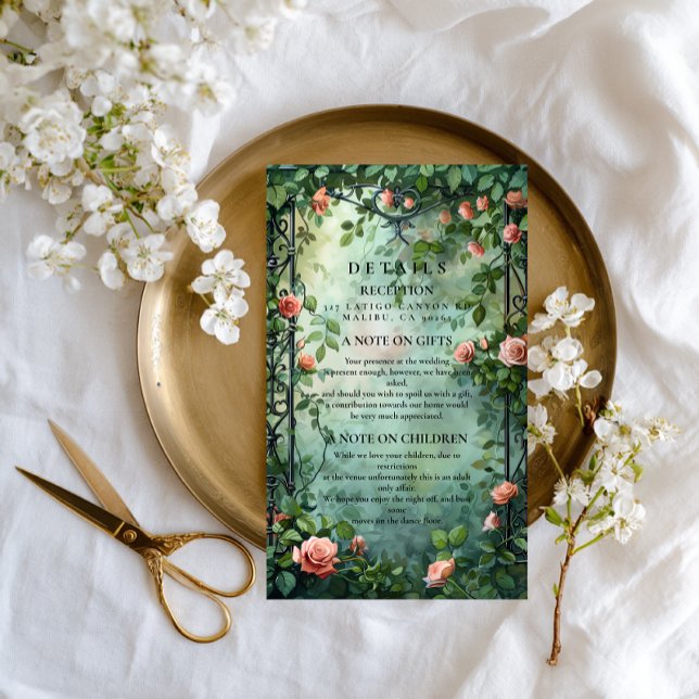 Old World Botanical Rose Garden Wedding Enclosure Card (Creator Uploaded)